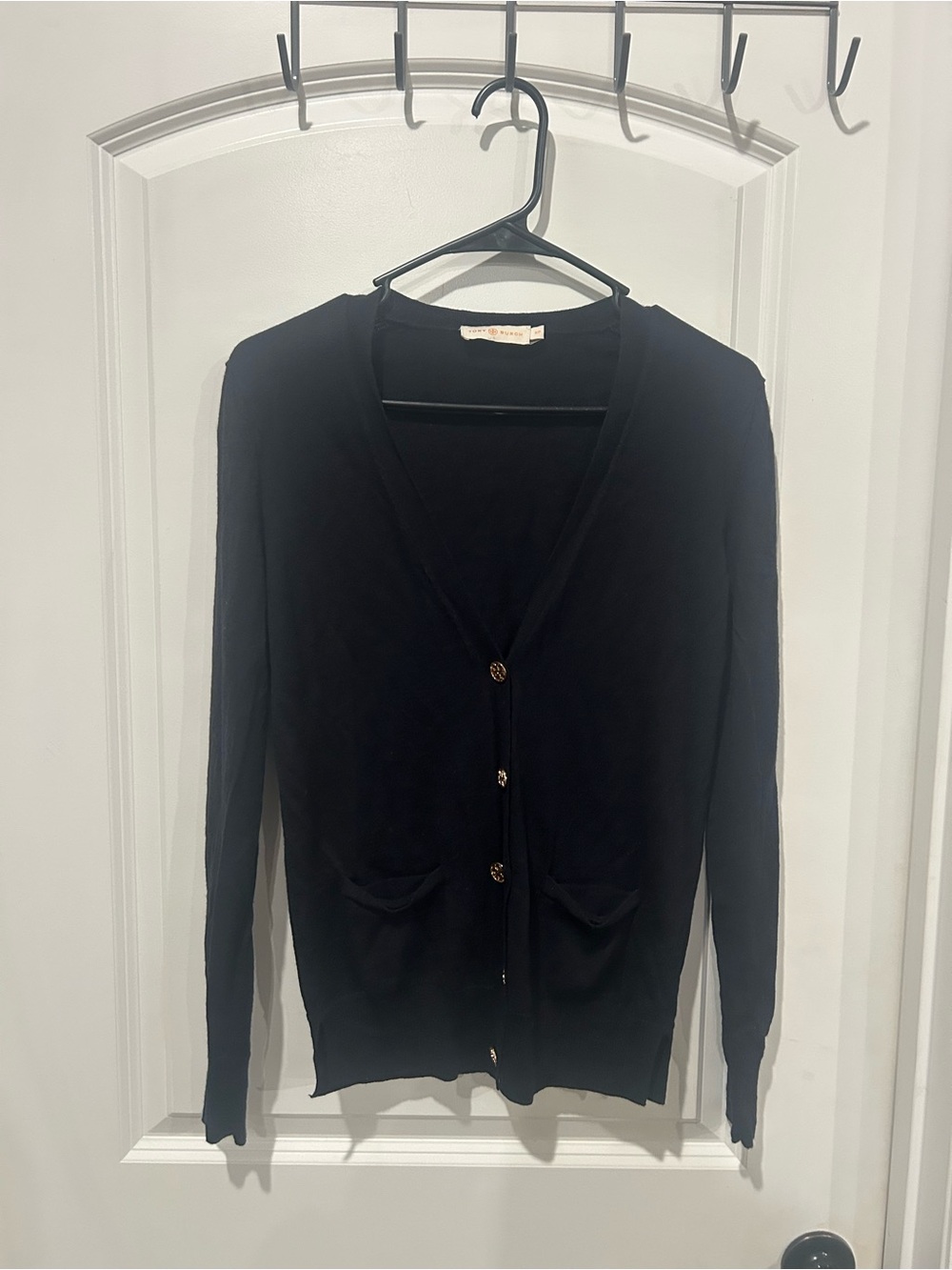 Tory Burch Black V-Neck Button Cardigan